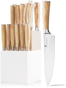 Here is the optimized SEO meta description:

"Sharpen your cooking skills with the Natura Series 14 PCS Knife Block Set, featuring ultra-sharp high carbon stainless steel blades and a wooden handle. Perfect for any kitchen, this set includes 14 pieces for versatile cutting."