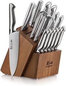 Elevate your cooking experience with the Cangshan Sanford Series 1027051 German Steel 17-Piece Knife Block Set, featuring high-quality blades and a stylish block. Perfect for any home chef.