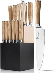 Here is the optimized SEO meta description:

"Sharp your kitchen skills with Natura's 14-piece knife block set, featuring ultra-sharp high carbon stainless steel blades and a durable wooden handle. Perfect for home chefs and pros alike."