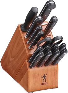 Enhance your cooking experience with the HENCKELS Classic Razor-Sharp 16-Piece Knife Block Set, featuring chef and bread knives, engineered in Germany after over a century of mastery.