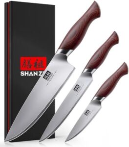 Here is the generated SEO meta description:

"Sharpen your cooking skills with this SHAN ZU Japanese Knife Set, featuring 3 ultra-sharp chef knives in a elegant gift box. Perfect for professional kitchens and home cooks alike."