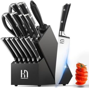 Elevate your kitchen prep with this 2025 Japanese High Carbon Stainless Steel Knife Set featuring 15 premium razor-sharp black knives and a convenient block & sharpener. Perfect for home cooks!