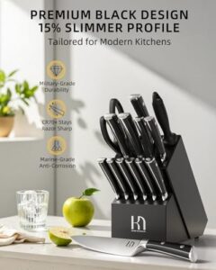 Elevate your kitchen prep with this 2025 Japanese High Carbon Stainless Steel Knife Set featuring 15 premium razor-sharp black knives and a convenient block & sharpener. Perfect for home cooks!