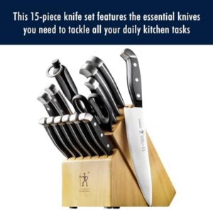 Here is the generated SEO meta description:

"Upgrade your kitchen with this premium Henckels knife set featuring 15 razor-sharp pieces, German engineered for over 100 years of masterful craftsmanship. Perfectly balanced and dishwasher safe."