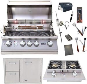 Discover the ultimate backyard grilling experience with the Lion Premium Grills L75000 and Double Side Burner, featuring a 5-in-1 BBQ tool set and spacious storage. Perfect for gourmet gatherings.