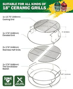 "Expand your Large Green Egg grill possibilities with this comprehensive BBQ expander rack kit. Includes multi-function rack, conveggtor basket, half-moon grids and heavy-duty stainless steel for perfect cooking results."