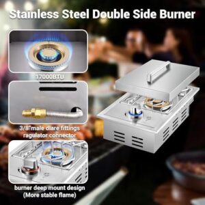 Discover high-quality outdoor grilling side burners for your BBQ island or kitchen, featuring a sturdy 304 stainless steel construction and 17,500BTU natural gas performance. Perfect for any cooking setup.