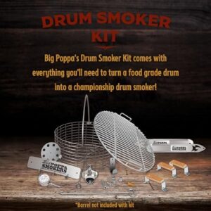 Transform your grilling experience with Big Poppa's DIY Drum Smoker Kit, converting a 55-gallon drum into a premium BBQ grill. Perfect for customizable smoking and grilling, unleash your inner pitmaster!