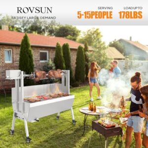 "Upgrade your outdoor gatherings with the ROVSUN Electric Rotisserie Grill, featuring 176 lbs capacity and adjustable height. Perfect for BBQs and camping trips!"
