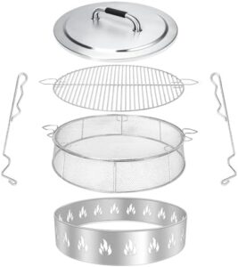Discover the ultimate solo stove accessory kit for Bonfire 19.5 Inch, featuring 304 stainless steel portable lid, grill cooking grate, and spark protector screen mesh. Perfect for outdoor enthusiasts!