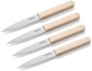 Discover the art of cooking with this premium French-crafted steak knife set, featuring full tang design and antique white handle. Perfect for any kitchen.
