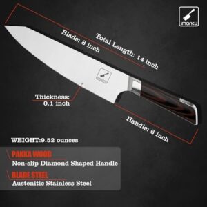Experience the art of cooking with this Damascus chef knife, forged from powder steel for exceptional sharpness and durability. Perfect Mother's Day gift, dimensions 8" long, wood handle design.