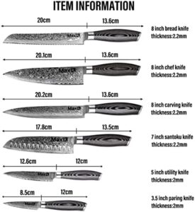Discover the ultimate kitchen companion: our 6-piece knife set with razor-sharp blades and Pakka handle. Includes bonus stand for efficient storage and slicing, dicing, chopping of meat, veggies, and fruit.