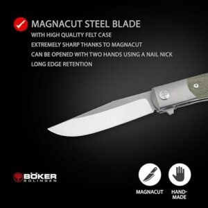 Here is the optimized SEO meta description:

"Upgrade your everyday carry with the SOLINGEN TRPPR Micarta Gentleman Knife, featuring a MagnaCut blade and frame-lock trapper. Includes case for added convenience."