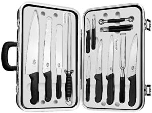 Elevate your dining experience with this 7-piece rosewood handle cutlery set, complete with a black canvas knife roll. Perfect for everyday use or special occasions, this premium quality set offers exceptional durability and style.