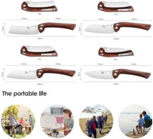 "Elevate your cooking experience with this 440 stainless steel chef knife set, featuring super sharp blades and colorful wooden handles. Perfect for camping or everyday use."