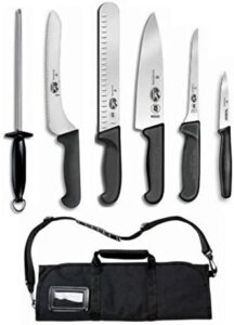Here is the output:

"Discover the ultimate culinary tool with the Forschner 7-Pc Fibrox Deluxe Culinary Knife Roll Set. Includes 7 high-carbon stainless steel knives and a convenient roll for easy storage."