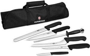 Here is the output:

"Discover the ultimate culinary tool with the Forschner 7-Pc Fibrox Deluxe Culinary Knife Roll Set. Includes 7 high-carbon stainless steel knives and a convenient roll for easy storage."
