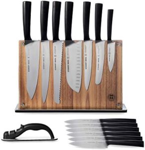 Elevate your cooking experience with the Schmidt Brothers Carbon 6, 15-piece kitchen knife set featuring high-carbon stainless steel cutlery. Includes downtown acacia magnetic block and sharpener, perfect for any home chef.