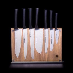 Elevate your cooking experience with the Schmidt Brothers Carbon 6, 15-piece kitchen knife set featuring high-carbon stainless steel cutlery. Includes downtown acacia magnetic block and sharpener, perfect for any home chef.