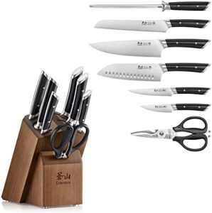 "Elevate your cooking experience with the HELENA Series German Steel Forged Knife Block Set, featuring 8 high-quality pieces and a sleek black design. Perfect for any kitchen."