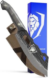 Here is the generated SEO meta description:

"Discover the Crixus Hybrid Chef Knife, featuring premium Swedish steel and brown stabilized wood handle. Perfect for meat cutting and prep, with a durable leather sheath included."