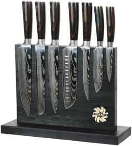 "Discover the ultimate kitchen companion: this 7-piece hand-forged knife set with magnetic holder, perfect for novice to pro chefs. Elevate your cooking game with precision and comfort."