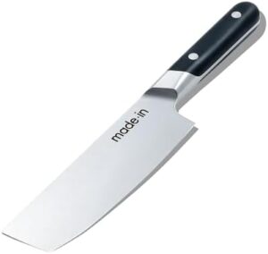 Elevate your cooking game with the France Nakiri Knife, featuring a full tang design and truffle black handle. Perfect for chopping vegetables and slicing meat, this 6" knife is a must-have for any home cook or professional chef.