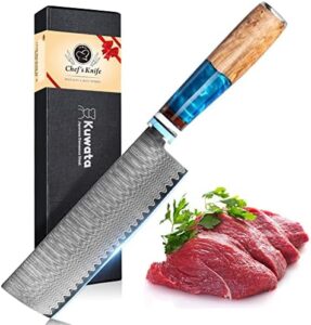 Mastering kitchen tasks with the 3PCS Professional Japanese VG10 Damascus Steel Kitchen Knife Set. Includes chefs knife, paring knife, and santoku knives for precise cuts, comes with a gift box perfect for gifting or storage.