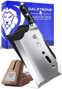 Here is the optimized SEO meta description:

"Shatter meat and veggies with ease using the Obliterator Cleaver Knife, featuring a 9-inch razor-sharp blade, durable G10 handle, and wooden stand & sheath. Perfect for heavy-duty chopping tasks."
