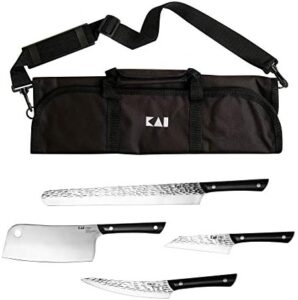 Upgrade your grilling game with the Makers of Shun's Housewares 5-Piece BBQ Set, featuring a slicing/brisket knife, cleaver, boning/fillet, Asian multiprep, and carrying case. Perfect for any grill master.