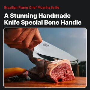 Discover the ultimate meat carving knife! Chef Picanha's 10-Inch Stainless Steel Knife features a durable bone handle and premium construction for BBQ, grill, and kitchen use. Perfectly sharpened for effortless cuts.