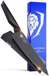 Discover the Shadow Black Series chef knife, featuring razor-sharp black titanium nitride coating and high-carbon 7CR17MOV-X steel for precise cutting. NSF certified and ideal for any kitchen.