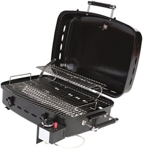 Grill up a perfect backyard experience with the 51322 Black Barbecue Grille, featuring a disposable bottle adapter for convenient refills. Perfect for outdoor gatherings and parties!
