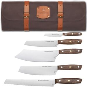 Discover the ultimate 5-piece chef knife set by Felix Zepter, crafted in Solingen, Germany. Includes a cleaver, paring, trimming, bread, and BBQ knives, plus a premium leather bag. Perfect for professional kitchens and home cooks alike.