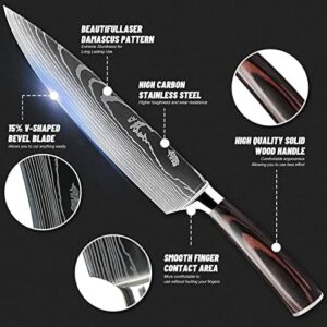 "Upgrade your kitchen with this 7-piece high-carbon stainless steel knife set, hand-forged for precision and durability. Includes magnetic block for convenient storage."