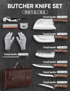 "Upgrade your kitchen game with this 12-piece Chef Butcher Knife Set, featuring Japanese-forged blades and a convenient roll bag. Ideal gift for men and women alike!"