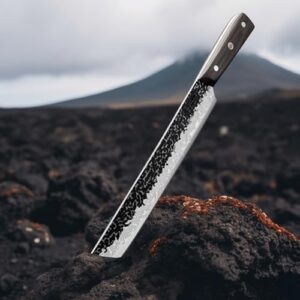 Discover the ultimate brisket knife for precise meat carving. Features 67 layers of Japanese Damascus steel and a fortified G10 handle, ensuring perfectly balanced cuts. Includes protective ONYX sheath for safe storage.