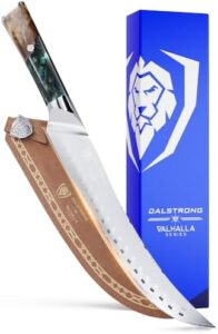 Discover the Valhalla Series 10-inch butcher knife, crafted with razor-sharp 9CR18MOV HC steel and a celestial handle. Perfect for BBQ enthusiasts and meat slicers. Includes leather sheath for added protection.
