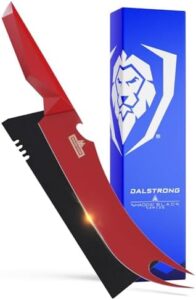 "Unleash your grilling mastery with the BBQ Pitmaster Knife, featuring a 9-inch Shadow Black Series blade, Marauder Red Edition design, and red non-stick coating for effortless meat slicing. Perfect for kitchen cooking."
