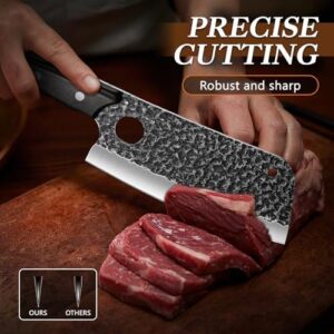 Discover the Serbian Chef Knife Set, a 6-piece hand-forged butcher knife set perfect for meat cutting and outdoor activities. Includes bag for kitchen or camping use, great birthday gift idea for men.
