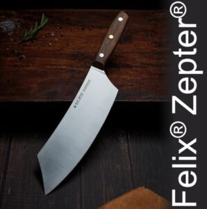Discover the Zepter Felix MIU 8" BBQ knife, a handmade German chef's knife with a long, sharp blade perfect for slicing fish fillet, boning steak & brisket barbecue. Upgrade your grilling game today!