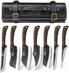 Elevate your cooking game with this hand-forged butcher knife set, featuring sharp meat cleaver, bone chopper and fillet knife, perfect for home, camping or BBQ enthusiasts. Save big on this premium gift set for men.