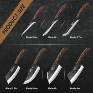 Elevate your cooking game with this hand-forged butcher knife set, featuring sharp meat cleaver, bone chopper and fillet knife, perfect for home, camping or BBQ enthusiasts. Save big on this premium gift set for men.