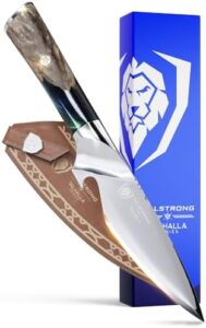 Cutting-edge meat cutting and carving with the BBQ Piranha Knife. 6-inch blade made of high-quality 9CR18MOV HC Steel, featuring a celestial resin & wood handle and built-in bottle opener. Includes leather sheath. Perfect for trimming, boning, and more!