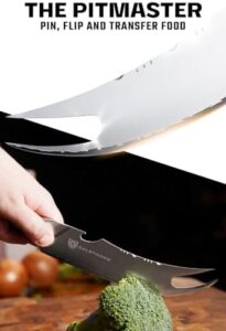 Elevate your grilling game with the Valhalla Series BBQ Pitmaster Knife, featuring a forked tip, bottle opener, and HC steel blade. Includes leather sheath. Perfect for outdoor enthusiasts.