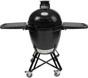 Masterfully crafted for outdoor enthusiasts, the Primo All-in-One Large Round Ceramic Kamado Grill boasts a Cradle & Side Shelves design, perfect for cooking and serving up a storm.
