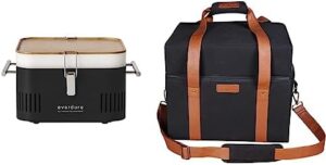 "Compact and portable charcoal grill with carrying bag, perfect for camping trips or backyard BBQs. Enjoy outdoor cooking with ease!"