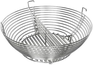 Elevate your grilling experience with the Lump Charcoal Fire Basket, perfect fit for Kamado Joe Big Joe accessories. Includes stainless steel divider and ash basket for efficient cooking and cleaning, dimensions 14.5x9.5x5 inches.