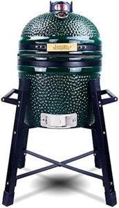 Savor the flavors of authentic BBQ with our Ceramic Kamado Charcoal Grill & Smoker featuring stainless steel grates and tall stand, perfect for outdoor cooking.
